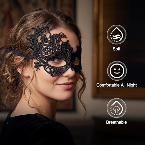 Image of Exlinonline Lace Masquerade Mask Elastic,Fit for Adult,Soft Gentle Material,Specially For Costume,Thememed Party