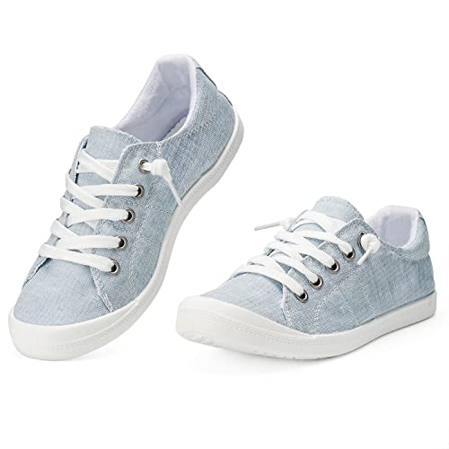 Image of Hxlber Women's Low Top Sneaker - Round Toe Comfort Casual Canvas Shoes Fashion Sneakers for Walking for Women