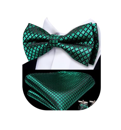Image of Dubulle Mens Paisley Striped Bowtie Set Pre-tied Bowtie for Men and Pocket Square Set Wedding Business