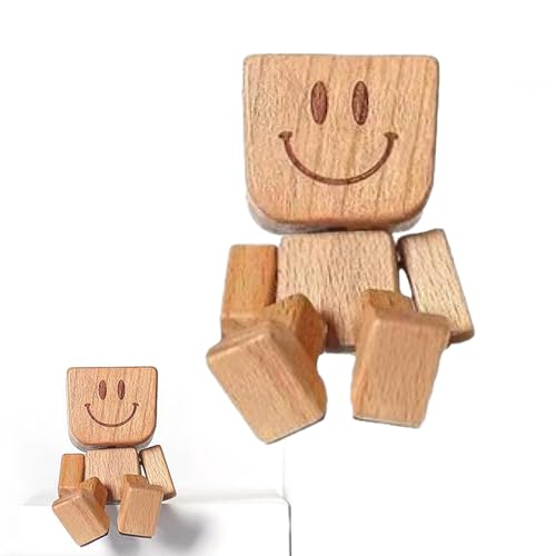 LIMEOW 1 Pièce Bonhomme en Bois Articulé, Figurine en Bois Dansante, Figurine Tableau de Bord en Bascule Fabriquée à la Main, Ornement Amusant pour Tableau Bord, Décoration pour Voiture
