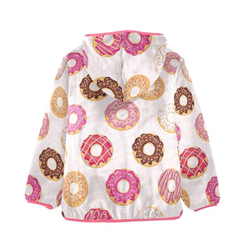 OTVEE Cute Pink Colors Sweet Glazed Donuts Kids Hoodie Jacket Fall Spring Full Zip Warm Outwear Coat2