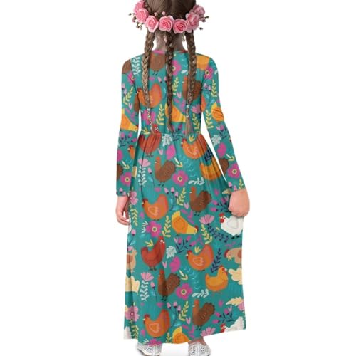 Upetstory Long Sleeve Maxi Dress for Girls Holiday Dresses with Pocket 5-14 Year2