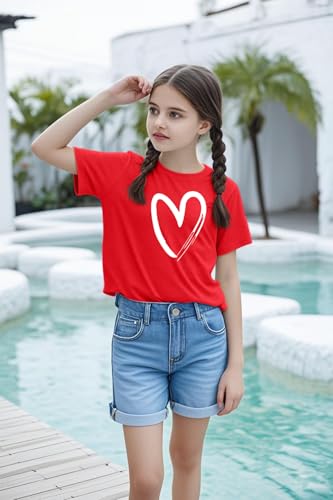 Image of Girls Short Sleeve Tee Shirts Kids Summer Crewneck Tops 5-14 Years
