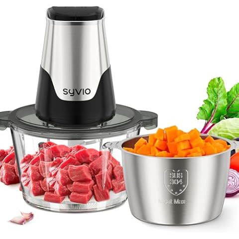 Syvio Food Processor with 2 Bowls Cover