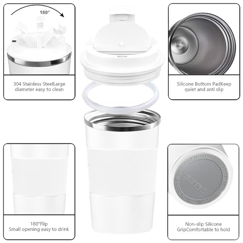 Image of Insulated Travel Coffee Mug, Stainless Steel Coffee Cup with Leakproof Lid | Double-wall insulation keeps drinks hot or cold for hours, with a leakproof lid and portable stainless steel design