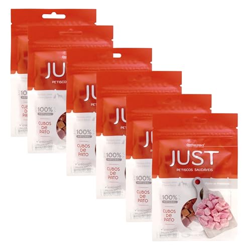 Dogue Alemão: O Gigante Amigo dos Cachorros JUST Petiscos Saudáveis Pack com 6 Unidades Sabor Cubos de Pato 55G