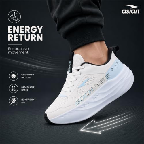Image of ASIAN Aerofoam-01 Men's Running Shoes with Breathable Mesh Upper | Energy Return Sole, Lace-Up Fit & Lightweight Comfort