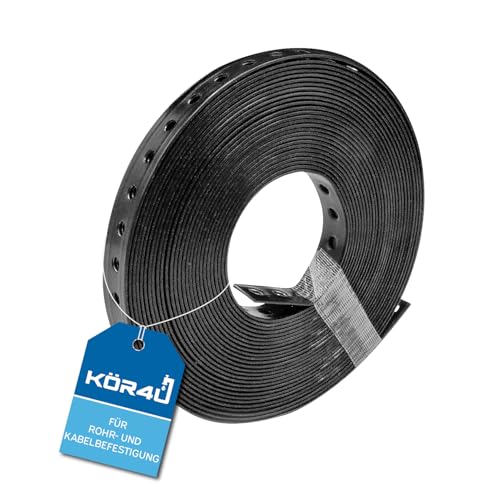 kör4u Montagelochband 19mm x 10m Lochband kunststoffummantelt und flexibel Montageband zur Befestigung von Kabeln Rohren und Leitungen