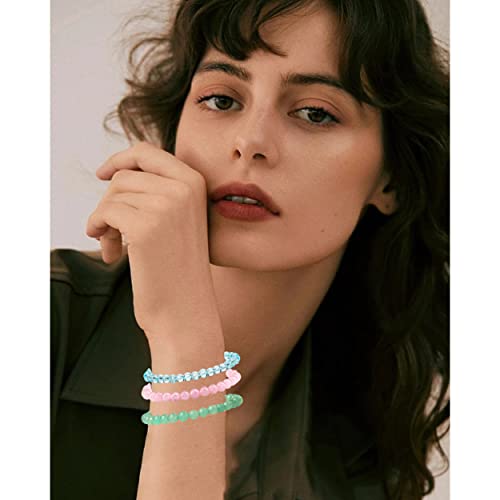 30 PCS 6mm Crystal Round Beaded Bracelet Set Healing Glass Stretch Bracelets for Women Men Round Beads Elastic Bracelets3