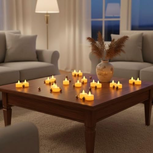 Image of SATYAM KRAFT 48 Pcs LED Tea Light Candles | Flameless, Smokeless Diyas | Decorative Acrylic Candles for Home Decor, Birthday, Valentine's Day, Wedding, Festival Gifting