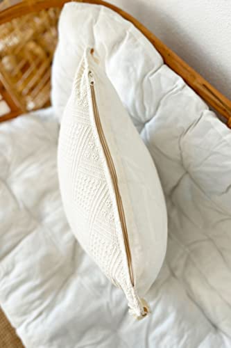 Realhomes %100 Handmade Organic Cotton Natural Cushion Covers - Bohom Inkless Handwoven Pillow Cover - Cream Pillow Case - Embroidered Pillow Sham #TOP3