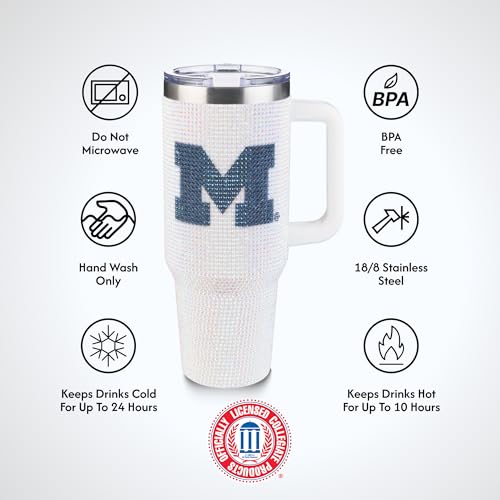 Image of The Memory Company Officially Licensed 40oz White Bling Game Day Tumbler, University of Michigan