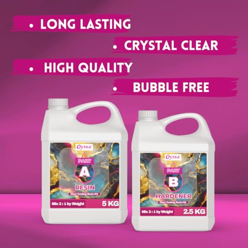 Image of Oytra Resin Art Liquid Hardener 2 1 Ratio for Craft High Gloss Transparent Crystal Clear for Jewellery Casting Tabletop DIY Beginners Materials Kit Beginners Artists (15 Kg)