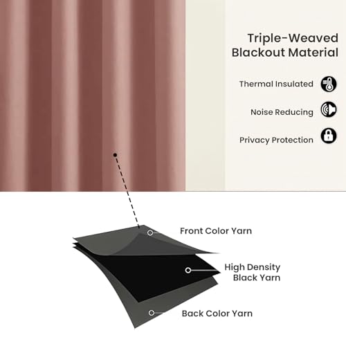 Image of Cloth Fusion 100% Blackout Door Curtains 9 Feet Long Set of 2 with Blackout Lining, Double Layer Room Darkening Parda with Stainless Steel Grommets for Home Decor (9x4 Feet, Mauve)