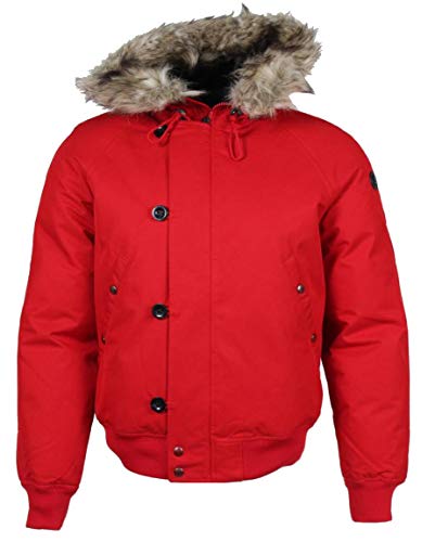 Ralph Lauren Herren Jacke mit Fellmütze - Glissade Down Bomber (Rot, M)