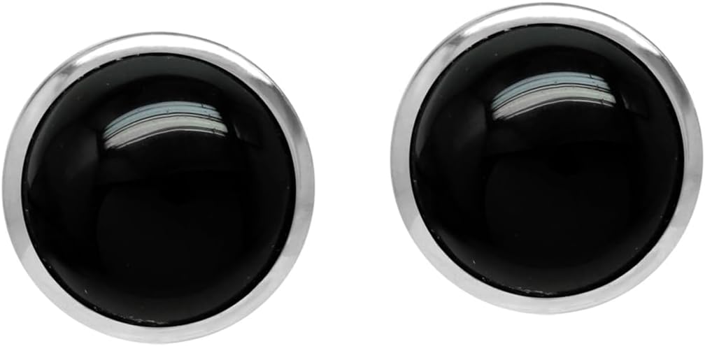 Silvershake 9MM Round Shape Cabochon Gemstone White Gold Plated or Yellow Gold Plated 925 Sterling Silver Business Attire Stud Post Earrings Jewelry for Women