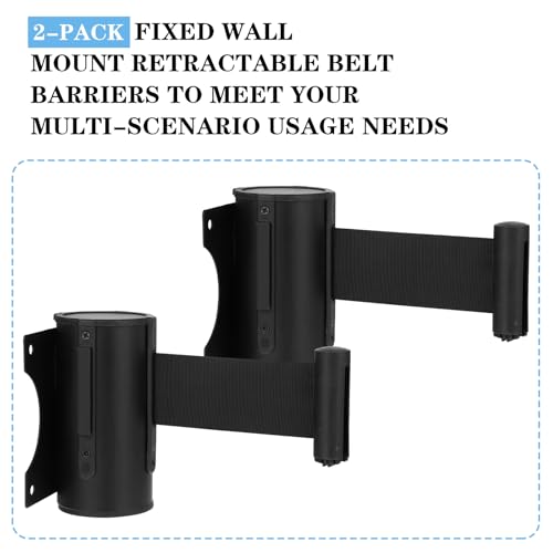 2 Pieces Retractable Belt Barrier Wall Mount Caution Belt 10 Feet with Red Case Crowd Control Barriers for Indoor and Outdoor Crowd Control Line Dividers (Red Belt)