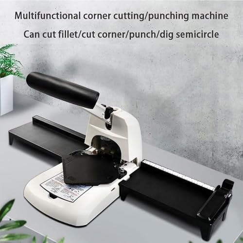 Perforatrice per carta multi-angolo, attrezzatura per perforazione resistente per angoli rotondi e semicerchio, foro da 6 mm, capacità massima di 100 fogli, include perforatrici R3,5 mm, R6 mm, R10 mm