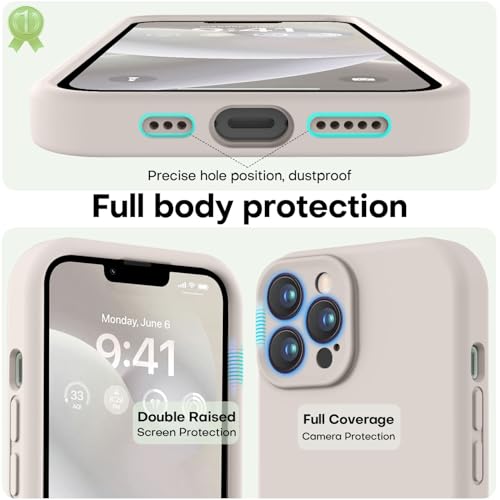Image of LOVE 3000 Designed for iPhone 13 Pro Max Case, Premium Silicone with [Soft Anti-Scratch Microfiber Lining] Shockproof Protective Phone Case for Men Women Girls 6.7 inch, Stone