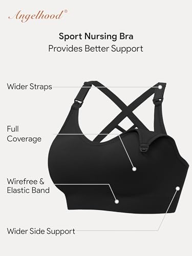 Image of Angelhood Nursing Bras for Breastfeeding, Seamless Nursing Sports Bra Support Yoga Maternity Bras Pregnancy Sleep Bralette