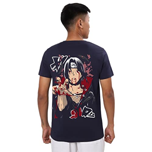 Image of Bewakoof Men's Graphic Printed 100% Cotton T-Shirt - Regular Fit, Round Neck, Half Sleeves Blue