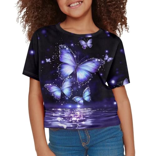 Kids Crop Top Short Sleeve T Shirts Summer Clothes for Girls 2XS-L3