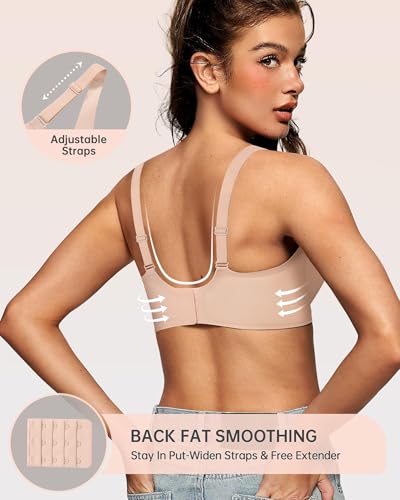 Image of OEAK Womens Deep V Bras Wireless Comfortable Bra Supportive No Underwire Bras Tshirt Push Up Bralettes Plunge Seamless Bra