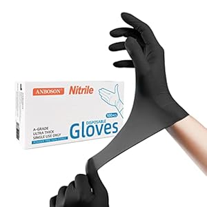 ANBOSON Nitrile Gloves,6mil Gloves Latex Free, Powder-Free Textured Fingertips Gloves for Cleaning,Food Handling