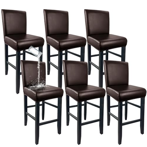 Image of PU Leather Bar Stool Covers with Backs Waterproof Bar Stool Chair Covers