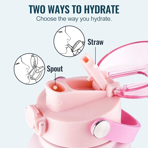 Image of OLDLEY 32oz Insulated Water Bottle with 2-in-1 Straw & Chug Lid, Leakproof Stainless Steel Bottle, Double Wall Vacuum Insulated Water Bottle for Sports, Gym, Travel,Blush Ombre