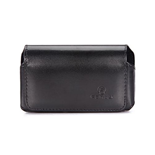 Black Leather Side Case Cover Protective Pouch Holster Swivel Belt Clip w Loops for Verizon HTC Droid Eris - Verizon LG Exalt 2 - Verizon LG Exalt LTE - Verizon LG Extravert 2
