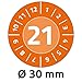 Produktbild AVERY Zweckform 6946-2021 fälschungssichere Jahres-Prüfplaketten 2021 (stark selbstklebend, Kleinformat, Ø 30 mm, 80 Aufkleber auf 10 Blatt) orange