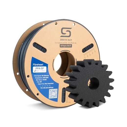 Siraya Tech Fibreheart PPA-GF 3D Printer Filament, 15% Glass Fiber Reinforced High Temperature Nylon, Extreme Strength & High-Temp Resistance (185°C+), Low Moisture for Accurate Prints (1kg, Black)