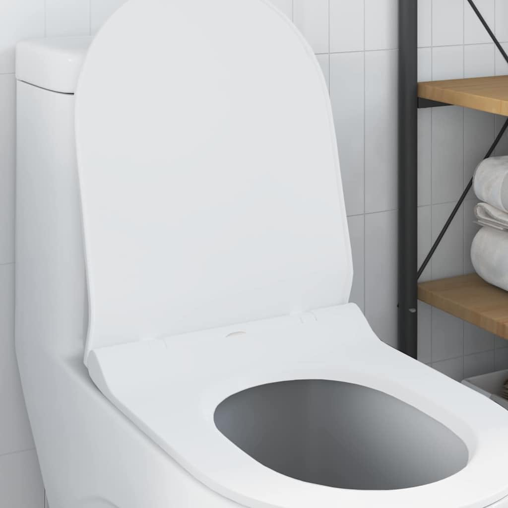 Verstellbarer Toilettensitz in Weiß aus Polypropylen 50 x 36,5 x 5 cm, für WC Klo Brille Ersatz Renovierung, mit Edelstahl Scharnieren und Montage