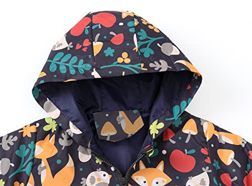 Image of Happy Cherry Kids Boys Girls Fleece Lined Windbreaker Jacket Fashion Prints Hoodie for Fall Winter
