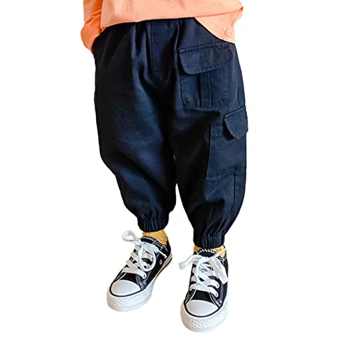 Kids Boys Cargo Pull on Pants Toddlers Elastic Cotton Trousers Casual Outdoor Camping Climbing Bottoms