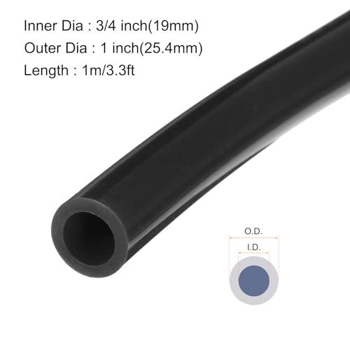 Image of 1m(3.3ft) 19mm(3 /4 inch) ID x 25.4mm(1 inch) OD Silicone Tubing Black Industrial Plastic Tubing Pure Silicone Hoses for Pump Siphoning Draining Irrigation Brewing