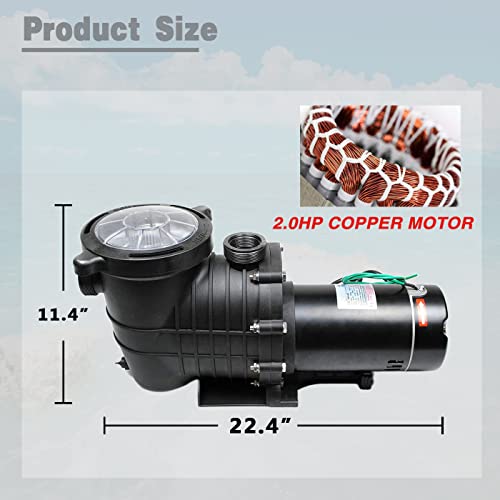 Image of TRUPOW 2.0HP 110GPM Swimming Pool Pump 110V Garden InGround and Above Ground Pool Water Pump with Strainer Filter Basket