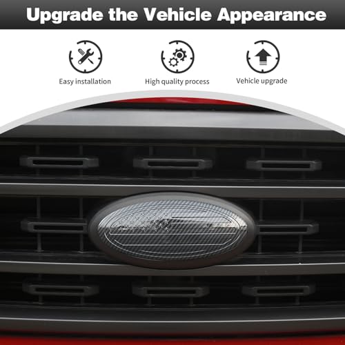 Image of CheroCar for F150 Emblem Cover Trim,Logo Back Badge Decoration Cover Trim Compatible with Ford F150 F-150,Carbon Fiber