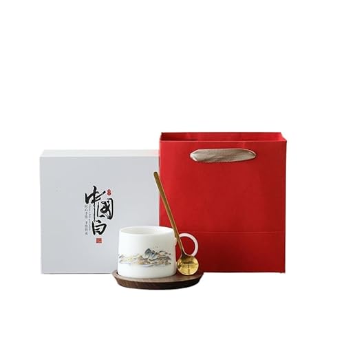 Movni 氷種玉磁器コーヒーカップ 170ml 高級ギフトボックス付き 安定した滑り止めカップクッション カップルや友人へのビジネス贈り物に最適