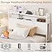 Elephance Twin Bed Frames with Charging Station and Storage Headboard, No Box Spring Needed, Noise Free, Easy Assembly