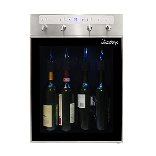 Vinotemp Wine Dispenser and Preserver, 4 bottle, Metallic