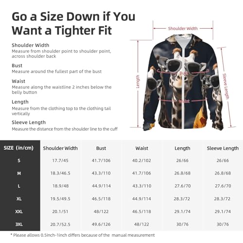 Three Giraffes Wearing Sunglasses Sun Protection Hoodie Jacket UPF 50+ Full Zip Long Sleeve Sun Shirts with Pockets Rash Guard Large Black3