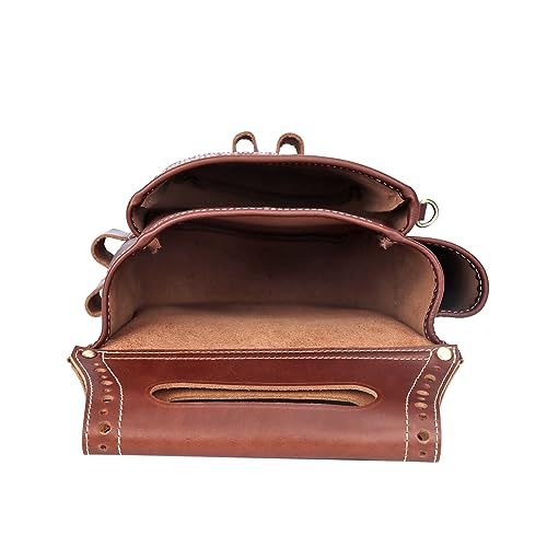 TOURBON Genuine Leather Cartridge Pouch for Shotgun Shooting Waist Belt Bag 12GA Ammo Storage Holder, Brown, 25*12*30cm - Image 4