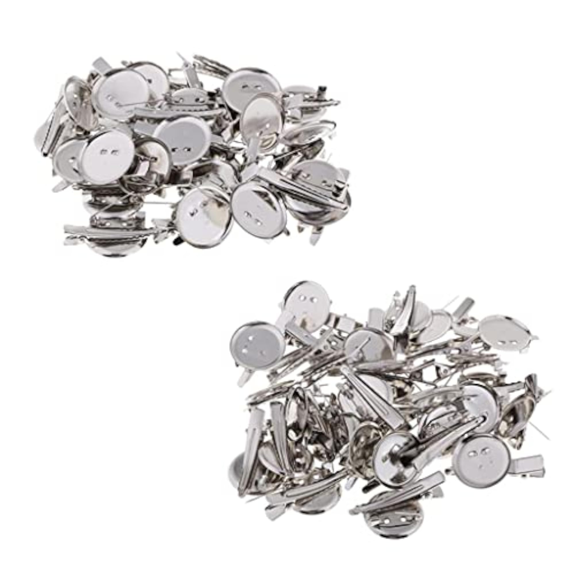 60 Pieces Round Brooch Base Hair Clips Cabochon Blank Tray