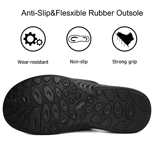 Image of TIESTRA Mens Napa Leather Slides Sandals Soft Cushion Dress Sandals with Memory Foam Footbed Comfortable & Lightweight Summer Beach Indoor & Outdoor Slip On Casual Footwear Black EU42 US9
