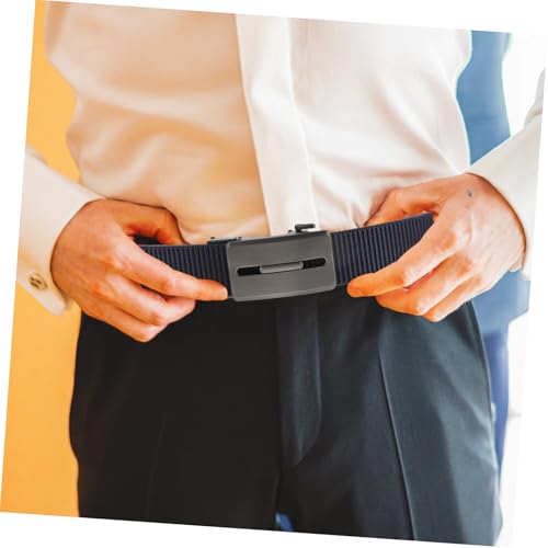NOLITOY Men's Reversible Ratchet Belt Buckle Elastic Web Belt No Holes Nylon for Golf Running Dark4