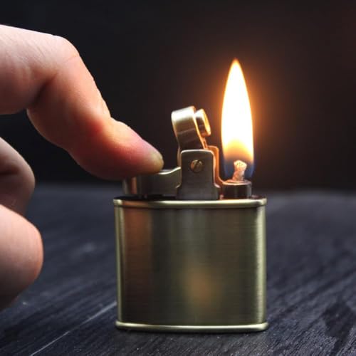 Image of Smoke King Vintage Retro Classic HY695 Gold Trench Lighter | Refillable Kerosene CAM Ignition Lighter | Stainless Steel Windproof Pocket Lighter