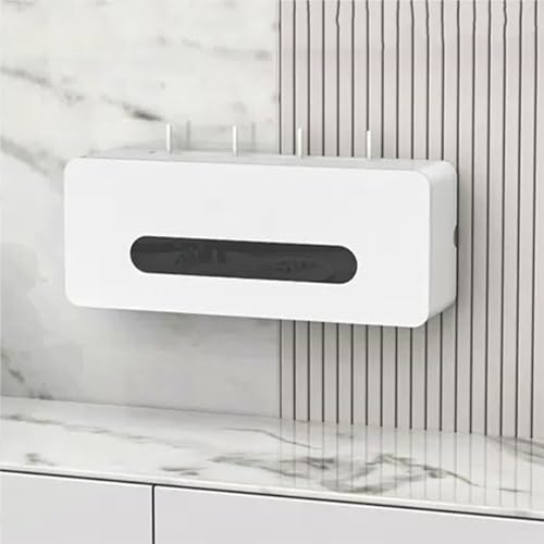 Estante de pared para enrutador, caja de almacenamiento de madera maciza con gestión de cables, organizador para uso doméstico y de oficina