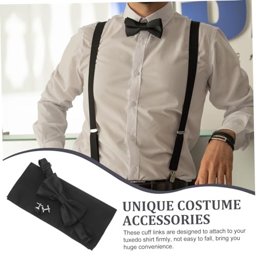Set para hombres con moño y pañuelo de seda miniatura 6
